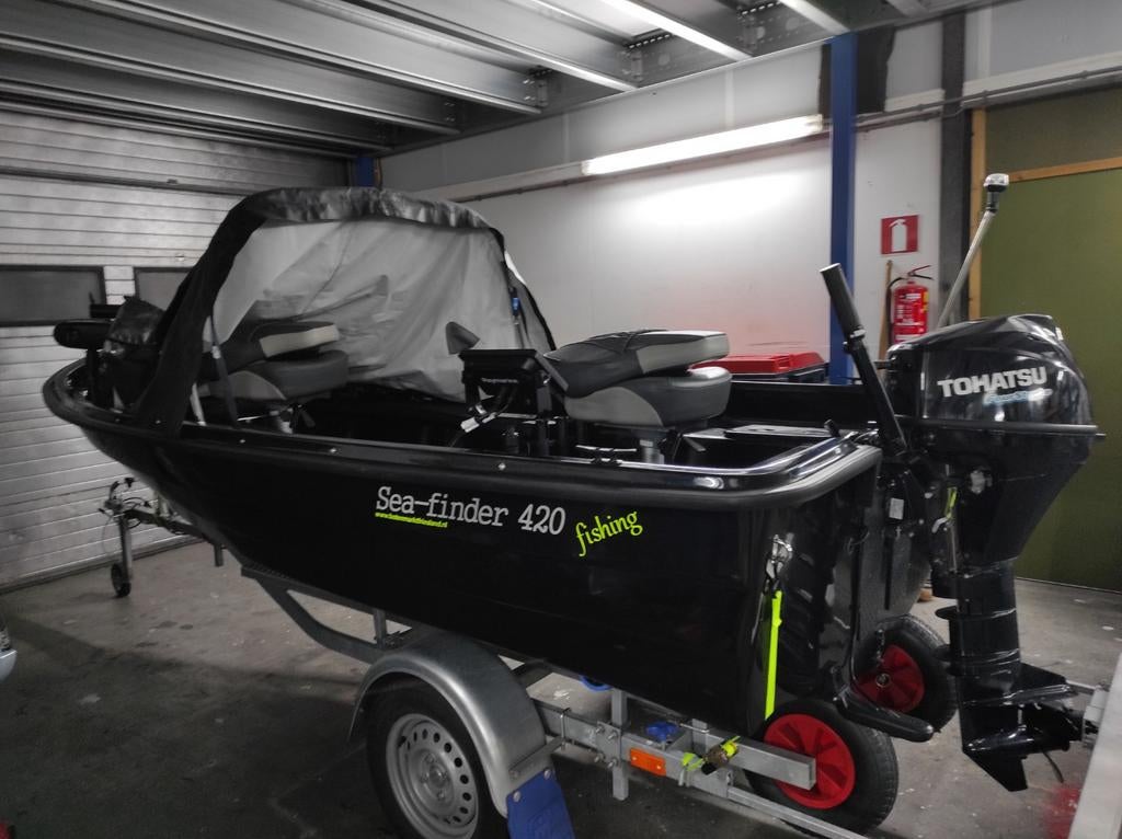 Zeer complete Visboot Seafinder 420 Fishing incl. Trailer, Watersport en Boten, Vis- en Consoleboten, Ophalen, Gebruikt, Tot 10 pk