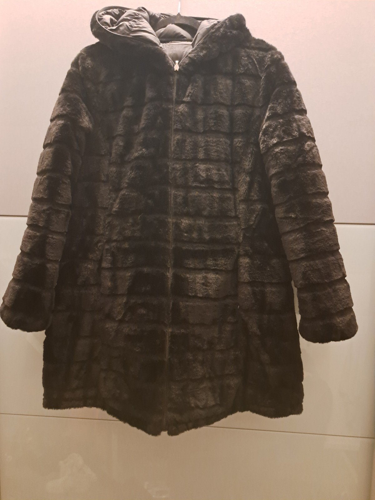dubbelzijdige jas faux fur, Ophalen of Verzenden, Zo goed als nieuw, Maat 38/40 (M), Zwart