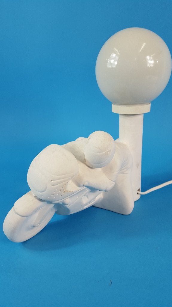 Vintage lamp Motorrijder van gips, bol van kunststof (1) K13, Tweedehands verkoop, Tweedehands verkoop, Gebruikt, Ophalen of Verzenden