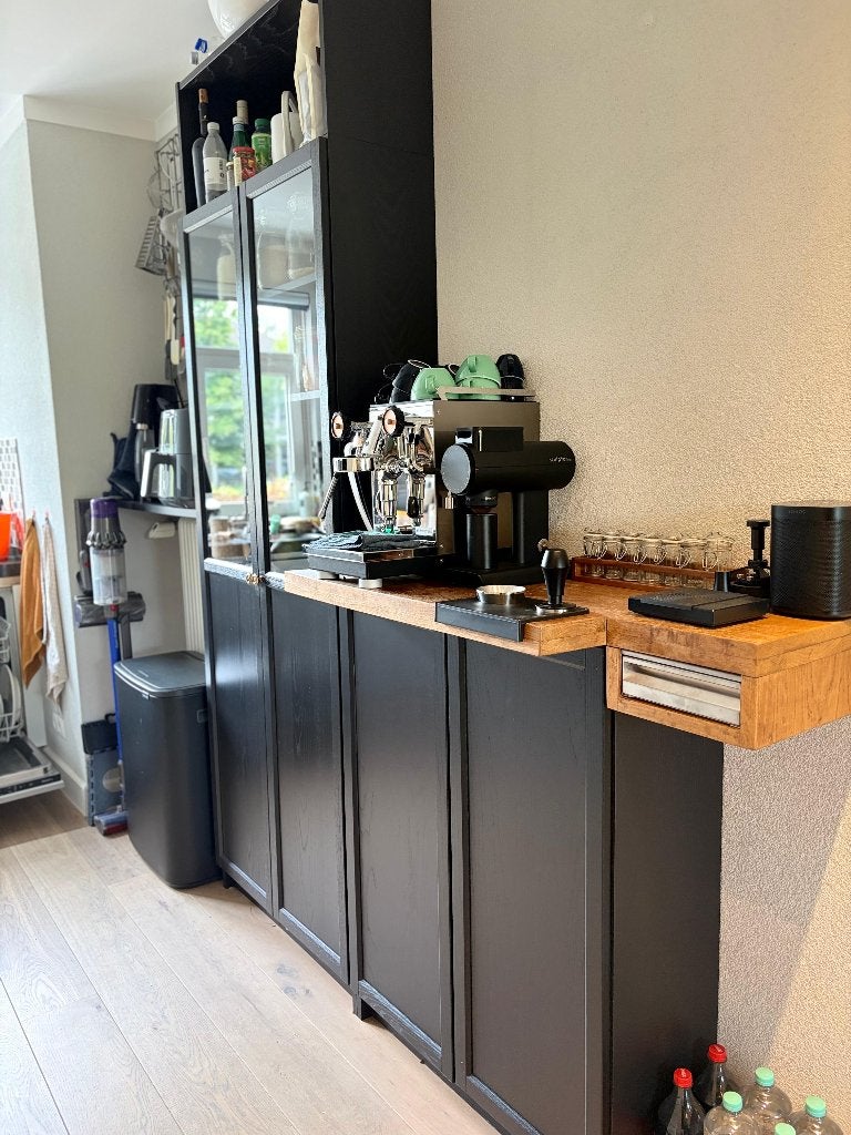 IKEA BILLY/OXBERG kast zwart | vitrinekast / koffiehoek, Ophalen, Overige materialen, 200 cm of meer, 50 tot 100 cm