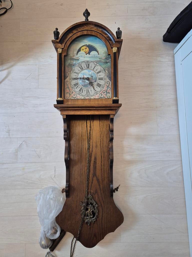 Houten wandklok met maanfase kan snel weg, Ophalen of Verzenden