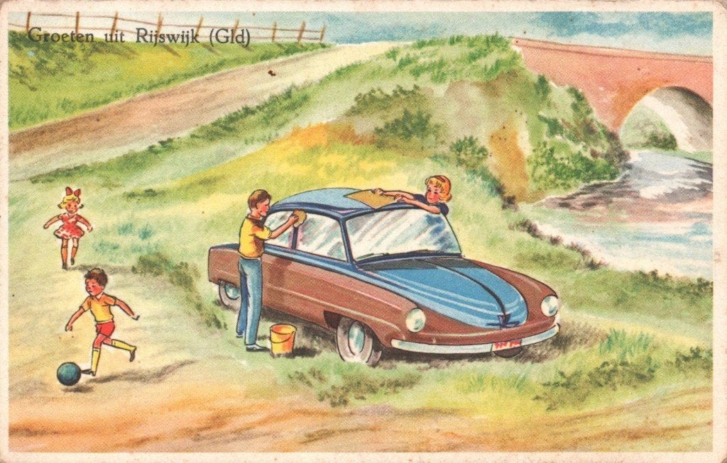 Groeten uit Rijswijk, auto, gezin, Ophalen of Verzenden, Voor 1920, Zuid-Holland