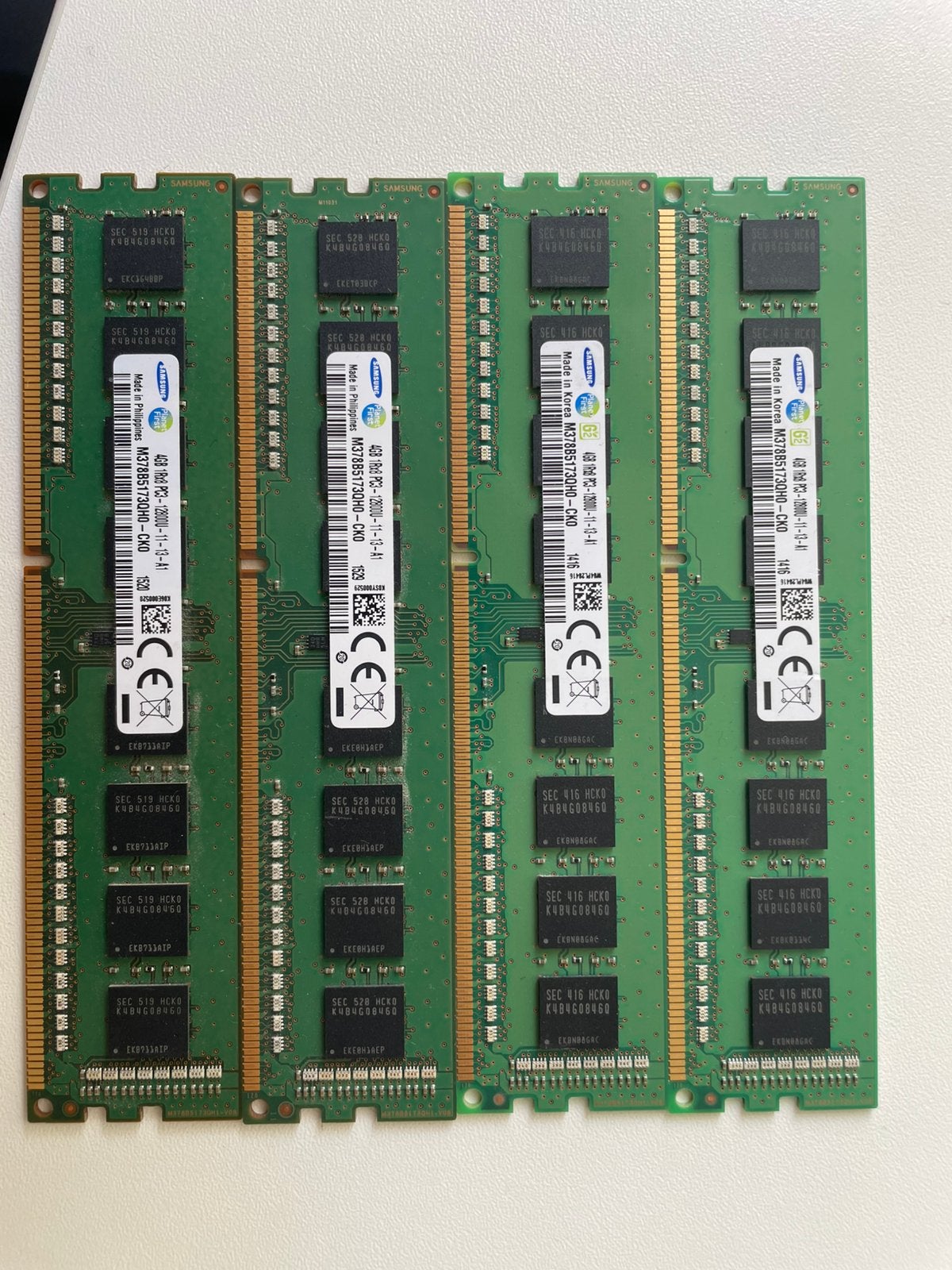 Samsung DDR3 16gb (4x4gb), Computers en Software, RAM geheugen, DDR3, Ophalen of Verzenden, Zo goed als nieuw, Desktop