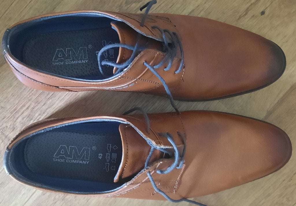 Nette heren schoenen -leer-cognac kleur mt 43, Ophalen, Bruin, Zo goed als nieuw, Veterschoenen