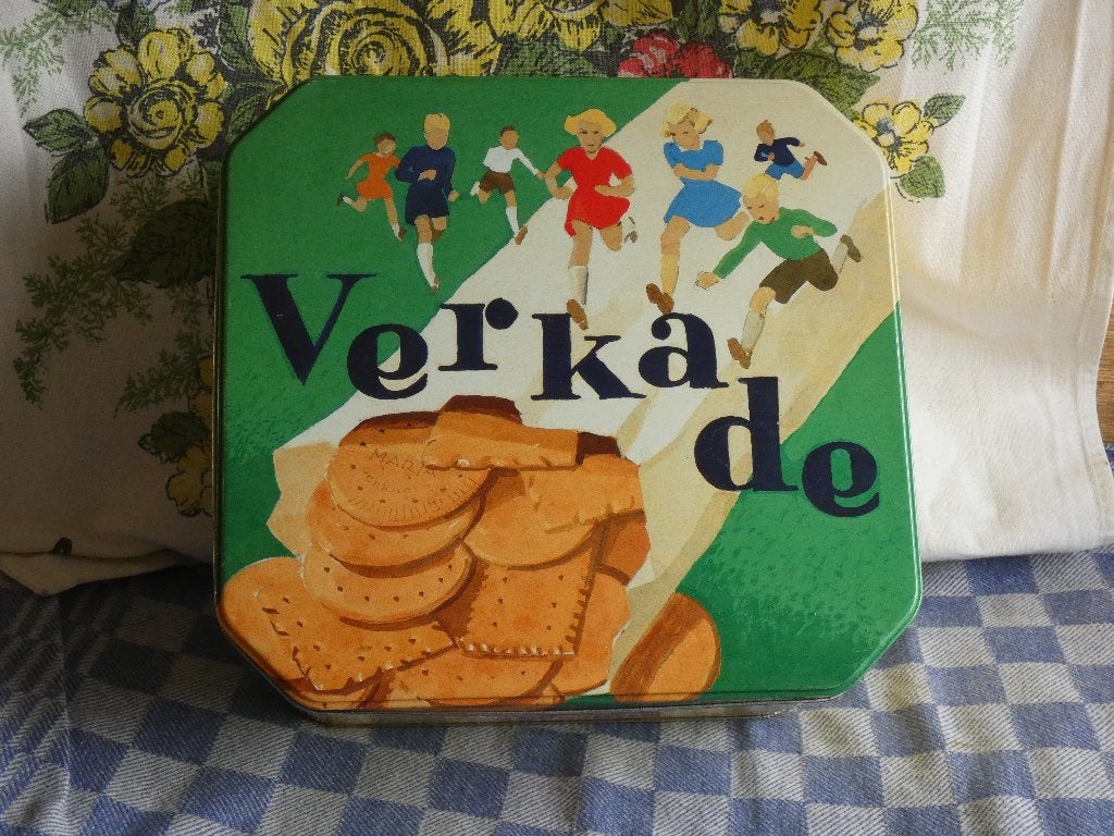 koekjesblik/ Verkade blik/ bewaardoos, Meerkleurig, Overige materialen, Overige stijlen, Ophalen of Verzenden