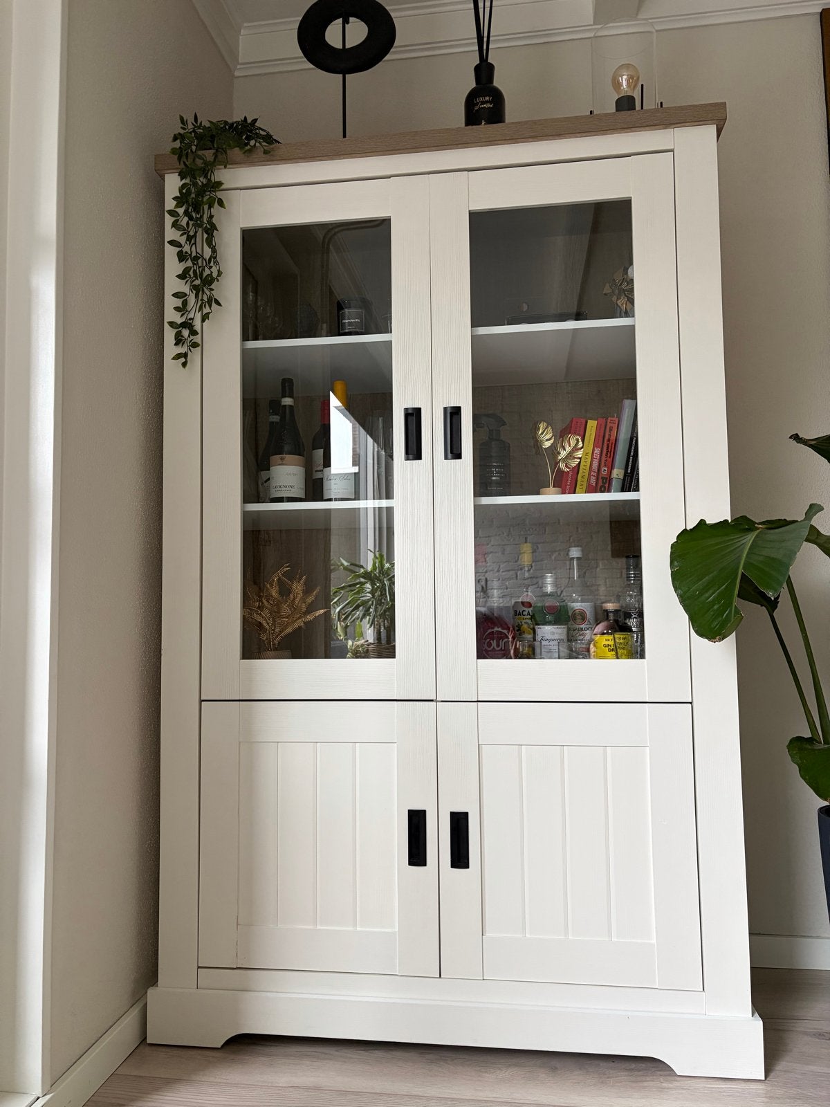 Buffetkast wit met houten blad - 183x114x47,5 cm, Ophalen, Gebruikt, 100 tot 150 cm, 150 tot 200 cm