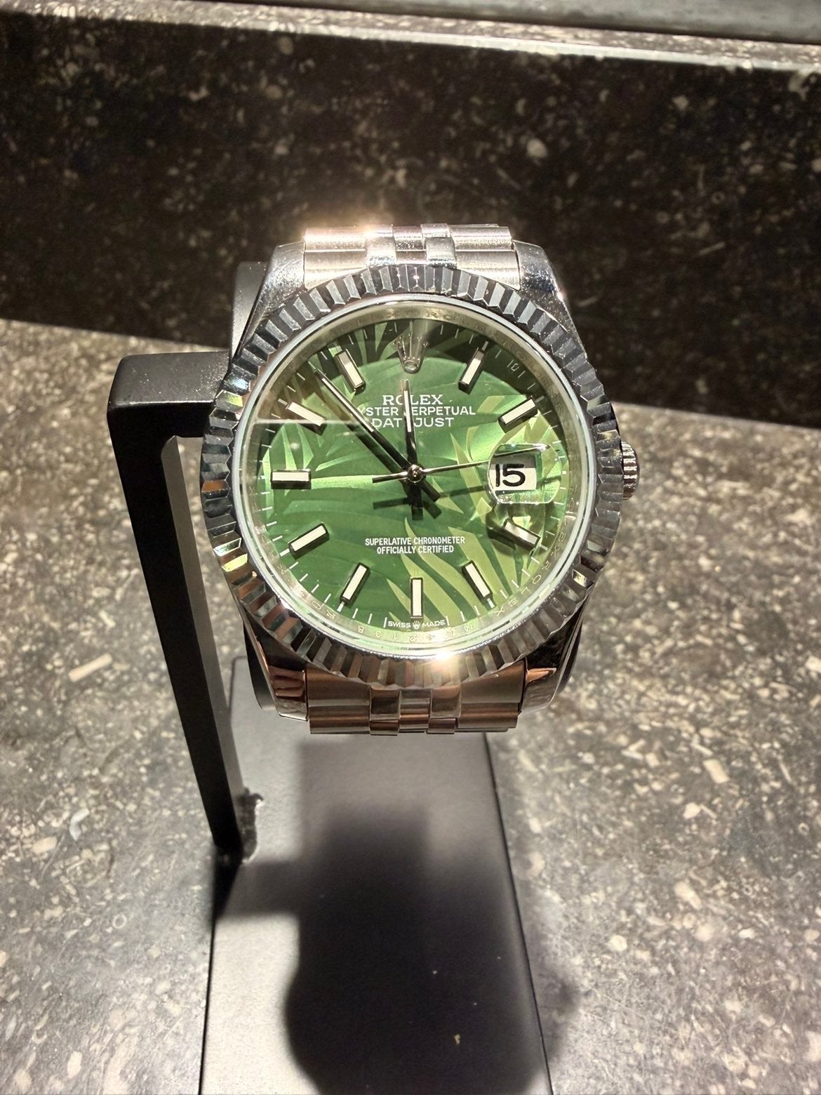 Rolex Datejust 41 Groene Wijzerplaat Staal, Verzenden, Gebruikt