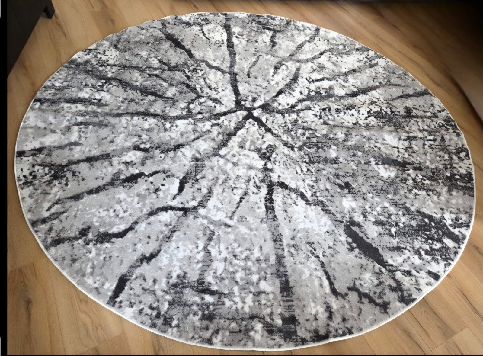 Grijs gemêleerd rond vloerkleed (nieuw), Huis en Inrichting, Ophalen, Rond, 200 cm of meer, Grijs