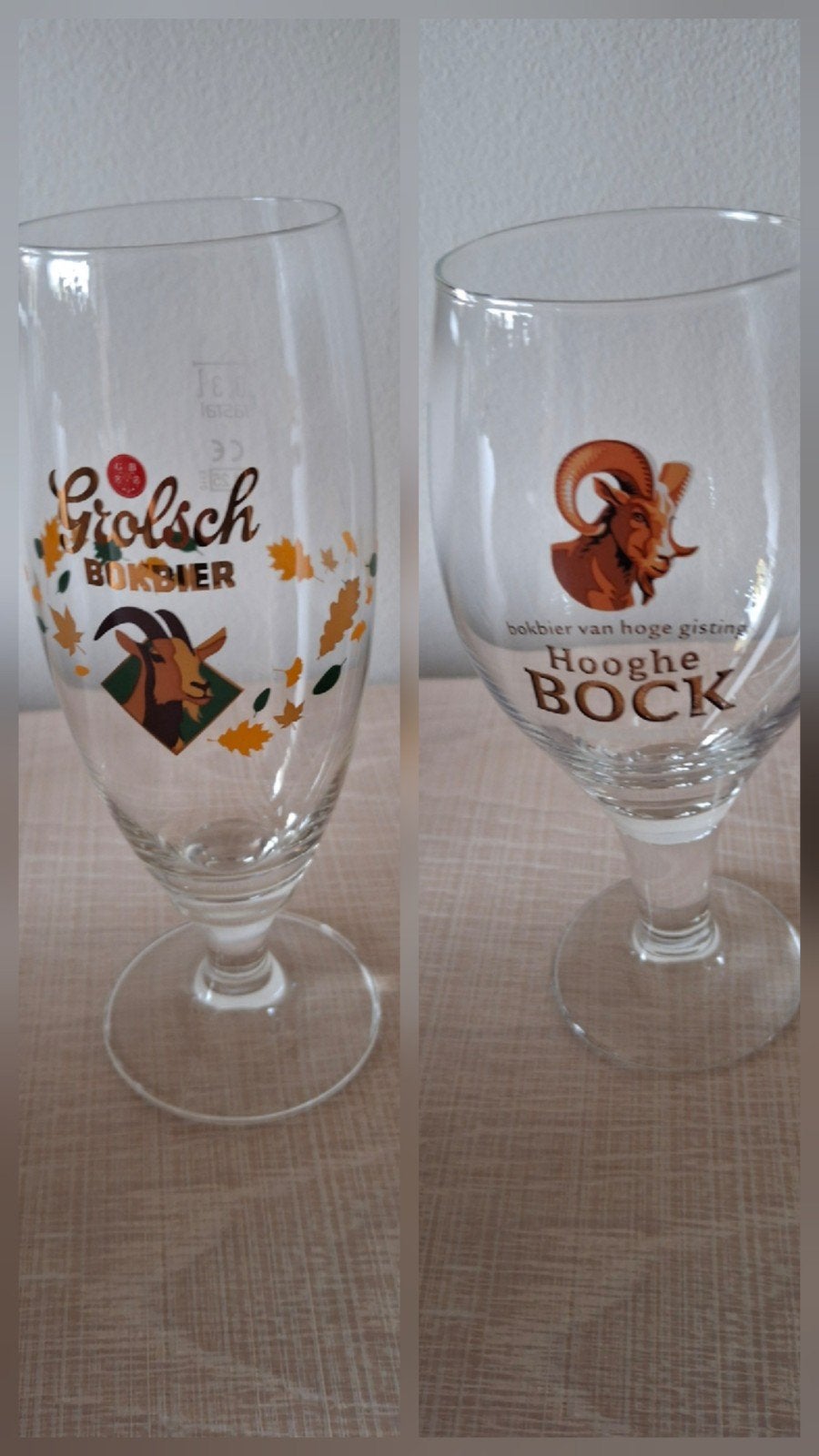 2 bokbierglazen, Ophalen of Verzenden, Glas of Glazen, Grolsch