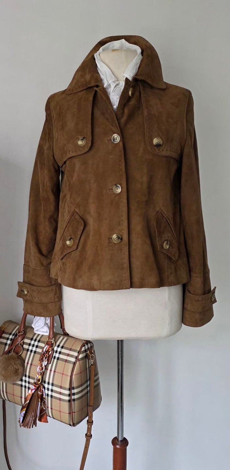 Massimo Dutti suede leren trenchcoat, Maat 38/40 (M), Massimo Dutti, Beige, Ophalen of Verzenden