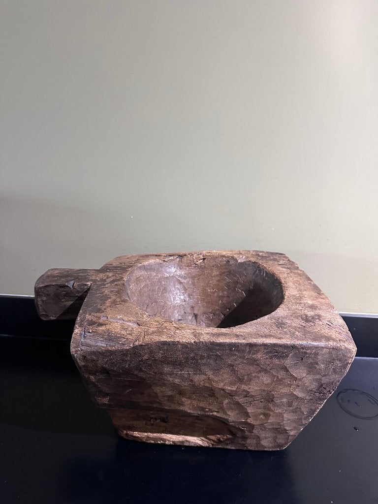 Oude houten vijzel, Ophalen, Gebruikt, Rechthoekig, Hout