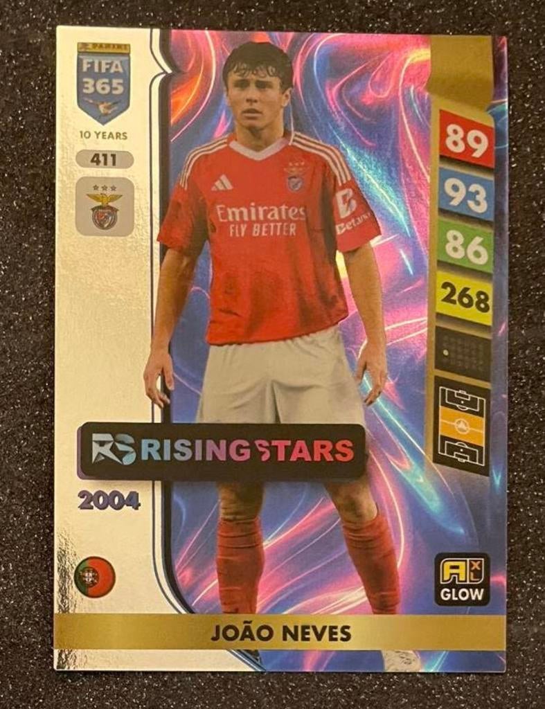 Panini Fifa365 2025   RISING STARS   JOÃO NEVES   BENFICA, Verzenden, Zo goed als nieuw, Plaatje