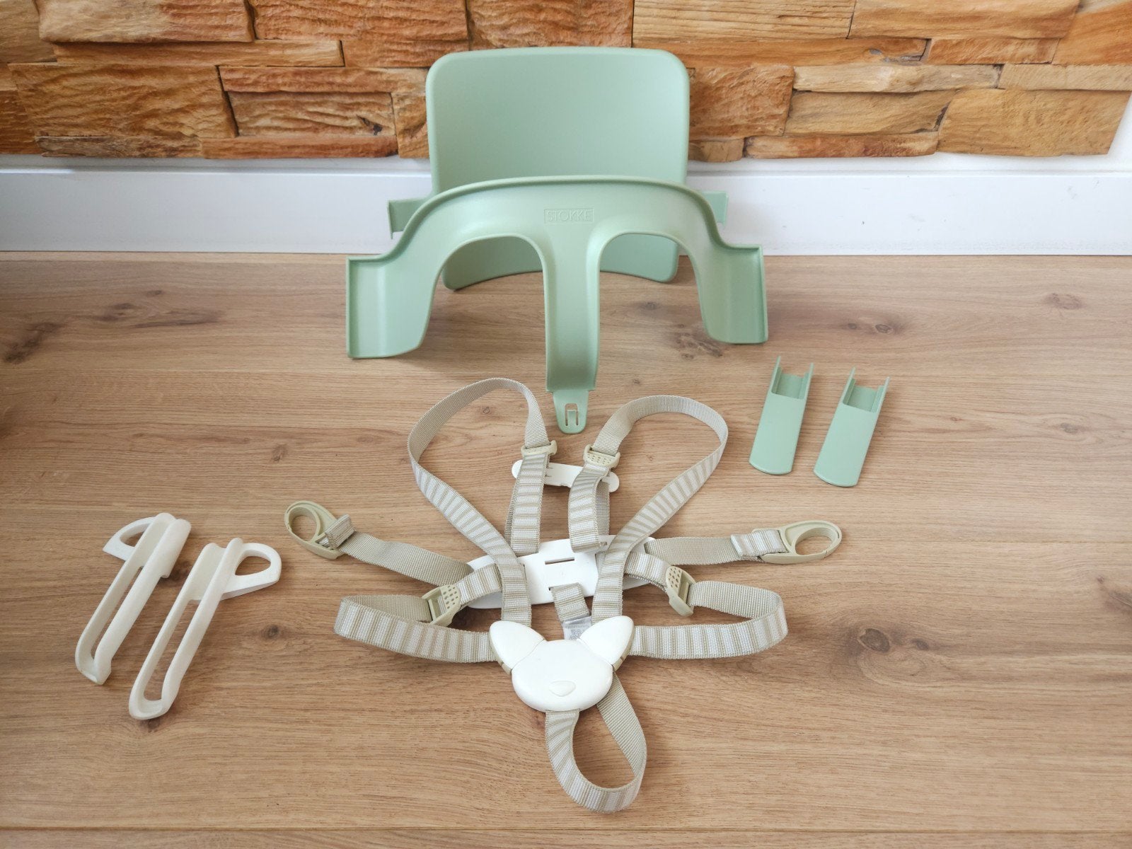 Stokke Tripp Trapp Babyset + Harness + Extended Gliders, Ophalen of Verzenden, Zo goed als nieuw, Meegroeistoel, Gordel(s)