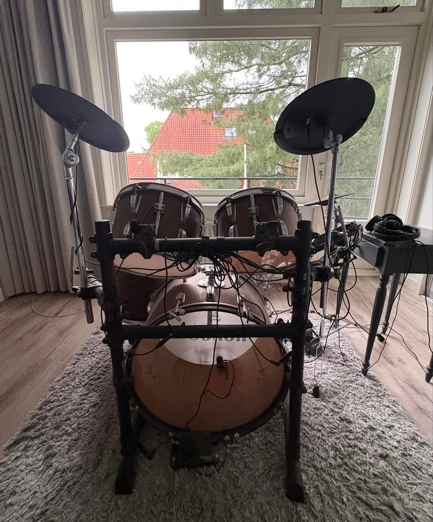 Combi electronisch drumstel: vintage Sonor + Roland triggers, Muziek en Instrumenten, Drumstellen en Slagwerk, Ophalen, Gebruikt