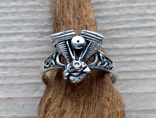 Zilveren Biker Ring - Motorblok Ring - 15½ en 22½ - v.a., Verzenden, Info@toas.nl, Nieuw, Kleiner dan 17