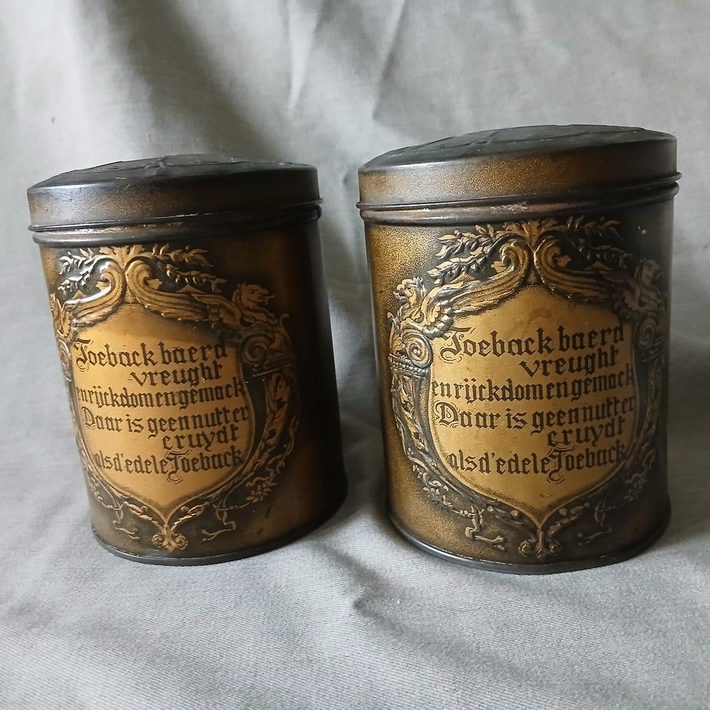 2x oude Tabaksblik "J. & A.C. van Rossem", Ophalen of Verzenden, Gebruikt, Overige