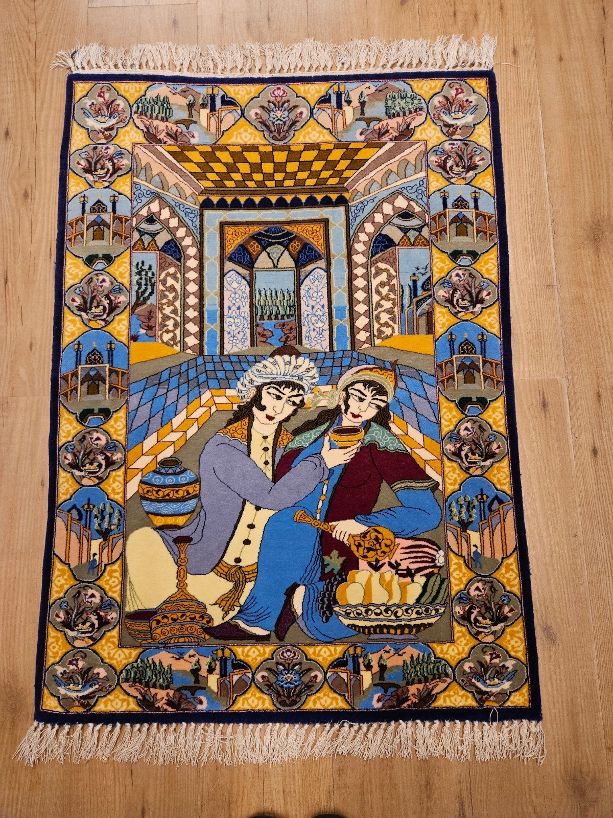 Vintage handgeknoopt perzisch tapijt isfahan 113x73