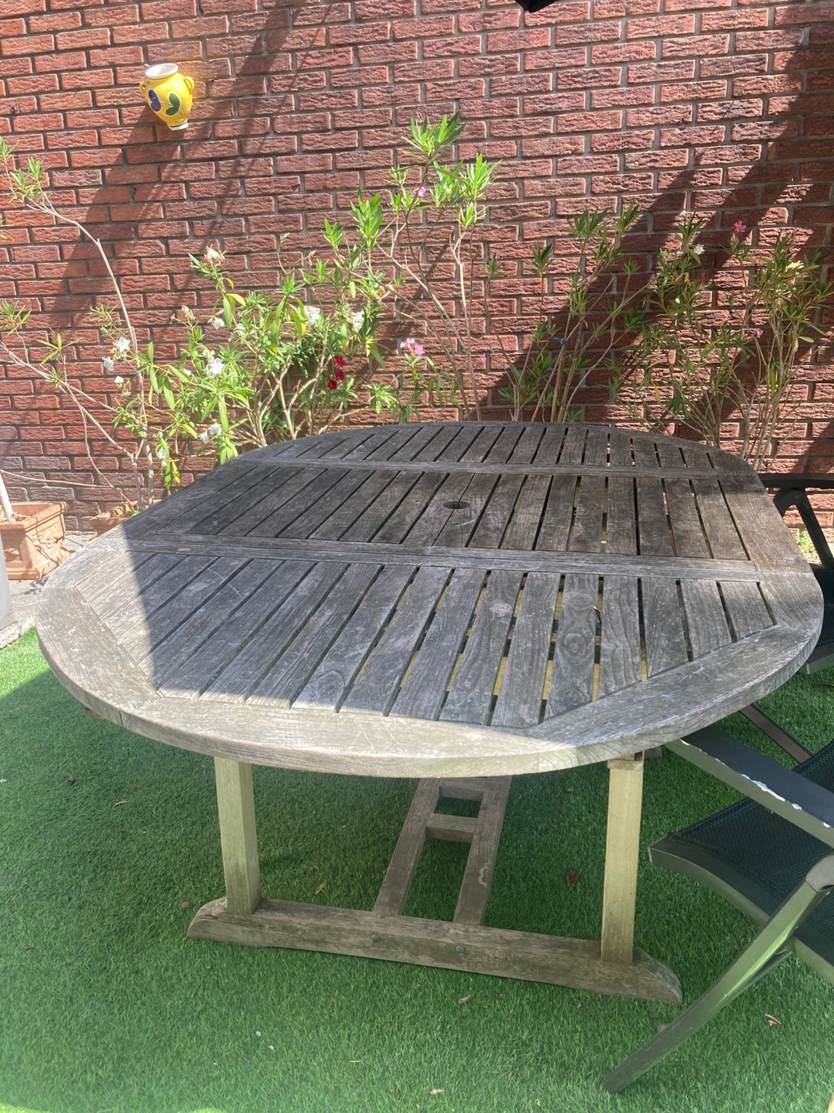 Tuinset (tafel met 6 stoelen), Tuin en Terras, Ophalen, Gebruikt, Ovaal, Hout