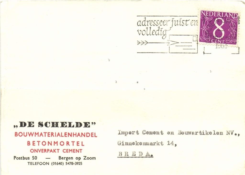 De Schelde, Bergen op Zoom - 09.1963 - briefkaart, Postzegels en Munten, Ophalen of Verzenden, Briefkaart