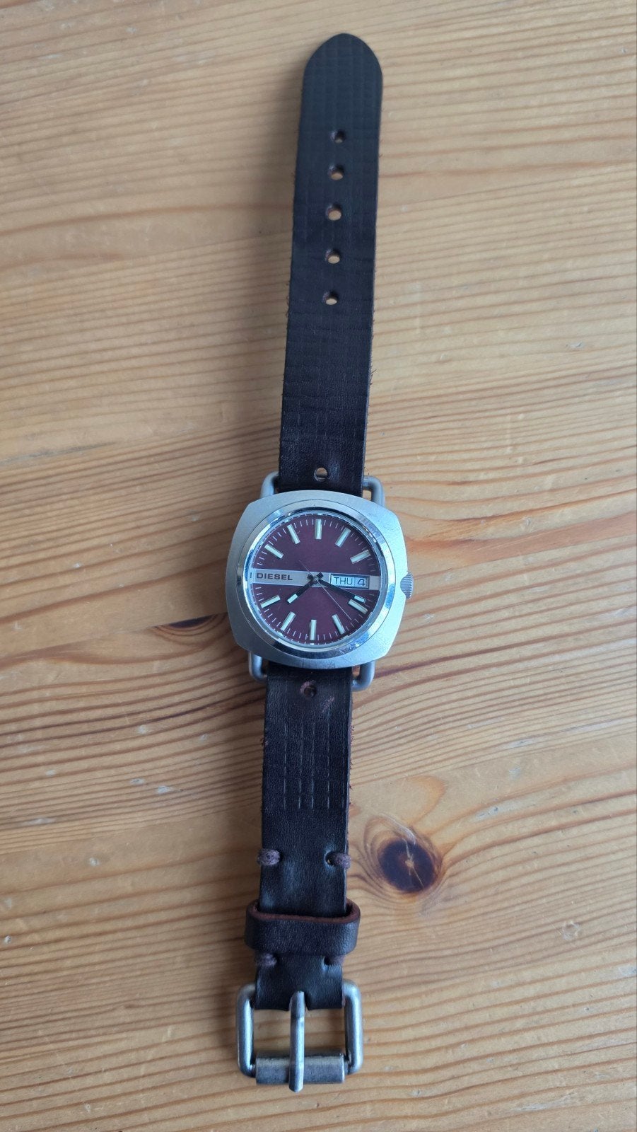 Diesel horloge met leren bandje, Sieraden, Tassen en Uiterlijk, Ophalen, Leer, Overige merken