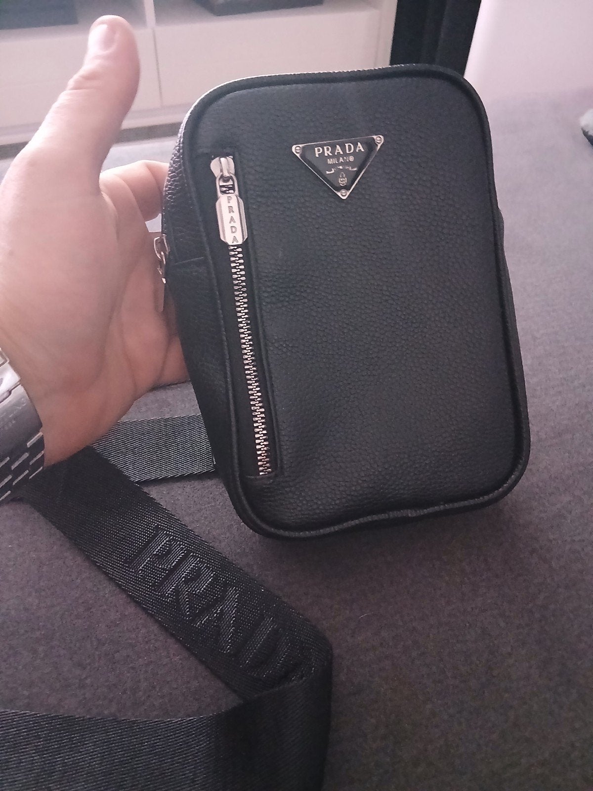 prada heren schoudertas nieuw leer, Ophalen of Verzenden, Nieuw, Zwart, Leer