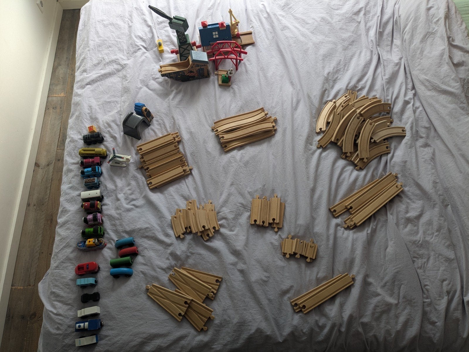 Grote set houten treinbaan, treinen (inc Thomas), accessoire, Ophalen, Gebruikt