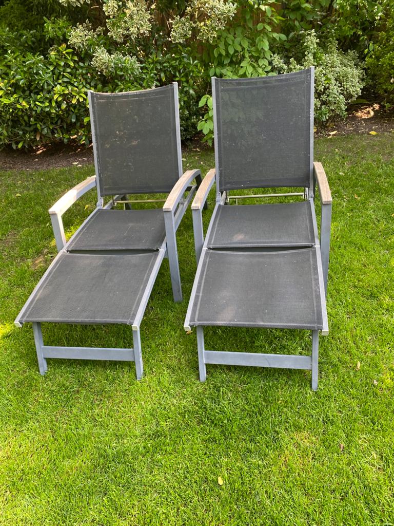 te koop twee loungestoelen, Gebruikt, Textileen, Loungeset, Stoel