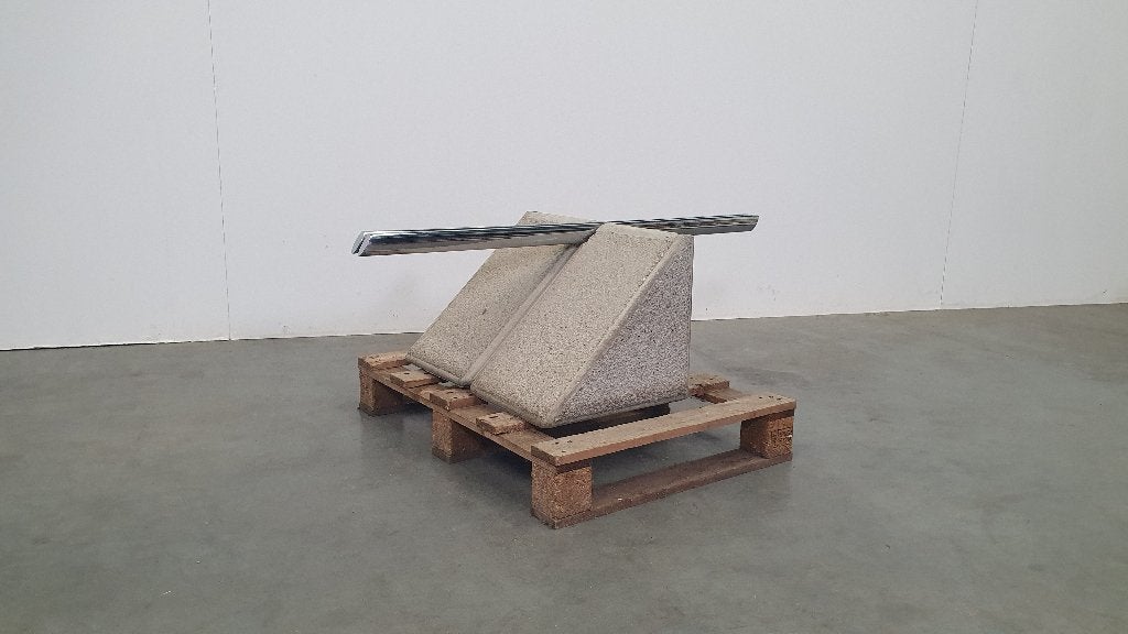 Saporiti Offredi vintage salontafel beton/glas brutalist 70s, Ophalen, Tafel