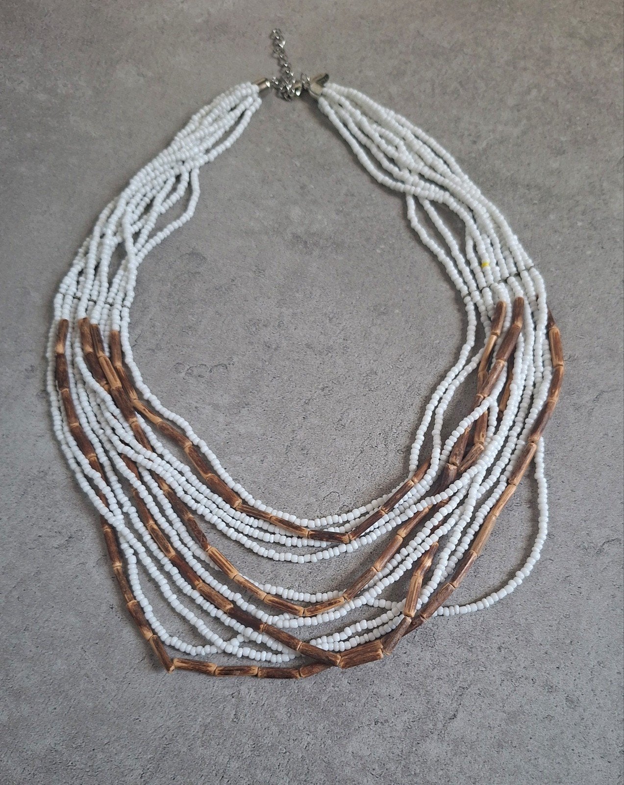 Laila Rowe gelaagde Boho kralenketting ZGAN, Overige materialen, Verstelbaar, Wit, Ophalen of Verzenden