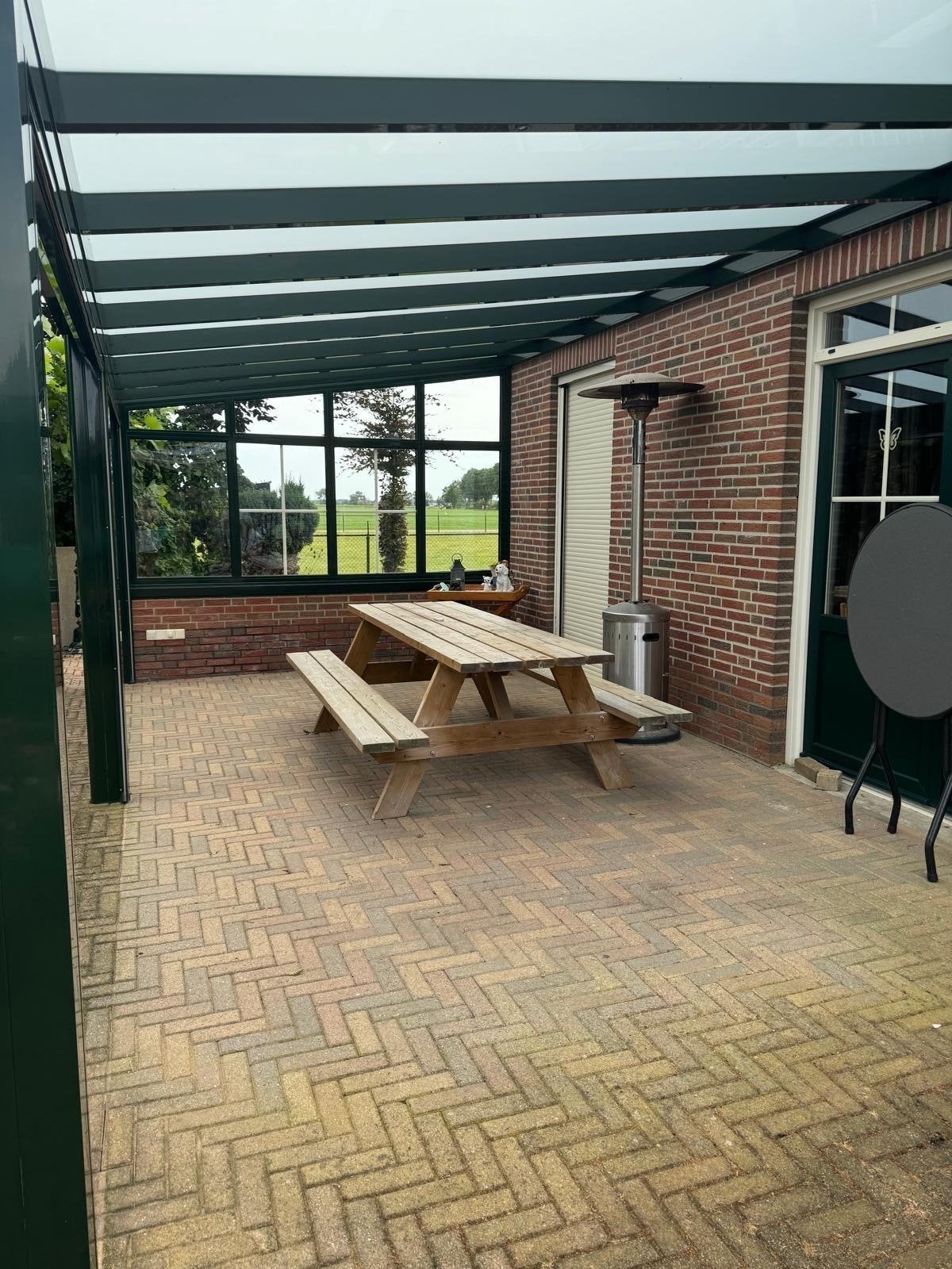 Gedemonteerde aluminium serre met glasplaat en screens, Ophalen, Gebruikt, Serre