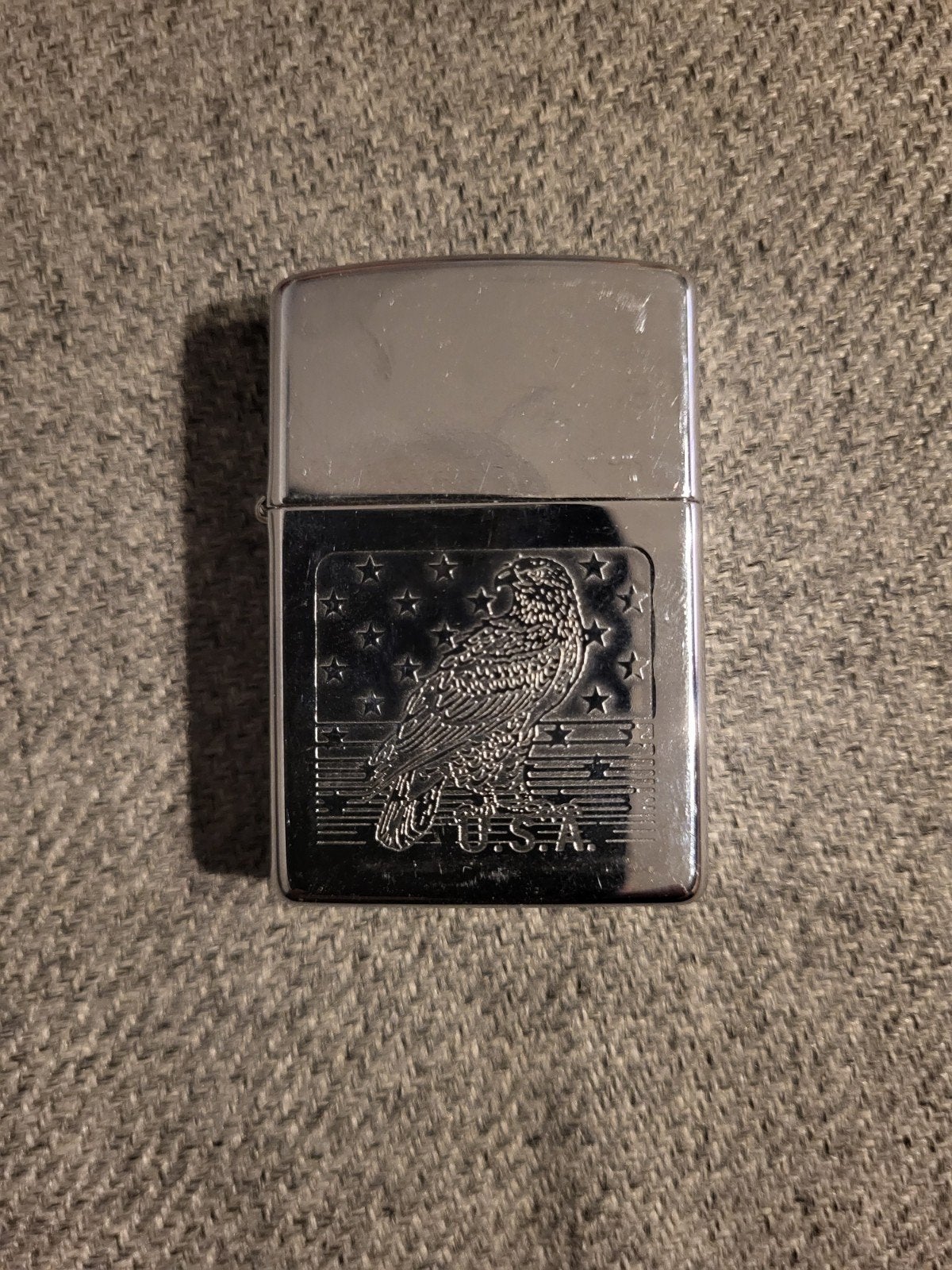 Zippo aansteker met Amerikaanse adelaar en vlag, Ophalen, Zo goed als nieuw, Aansteker