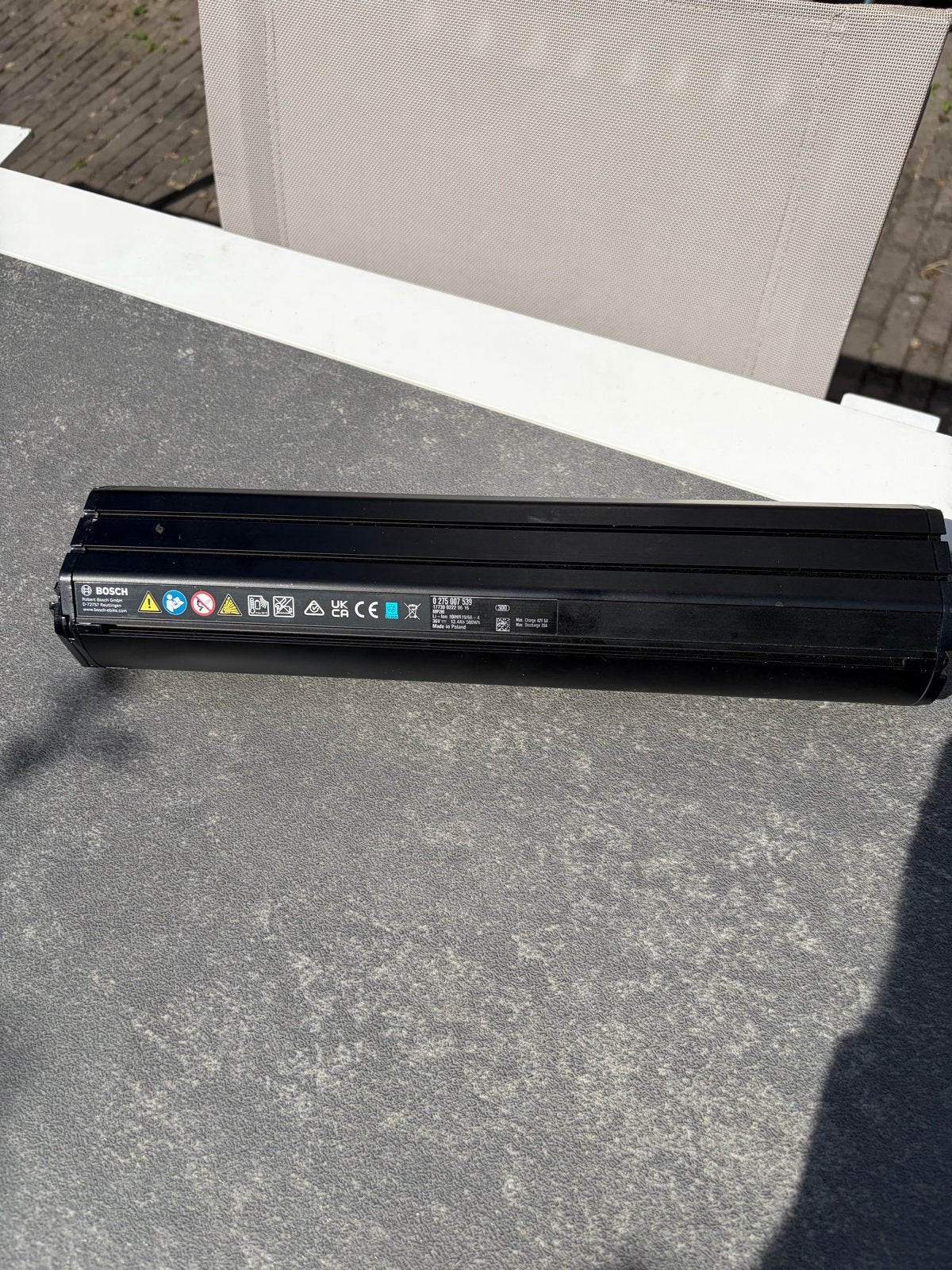 Bosch PowerTube 500 Horizontaal - Defect (BMS revisie nodig), Fietsen en Brommers, Fietsaccessoires | Fietsaccu's, Ophalen, Gebruikt