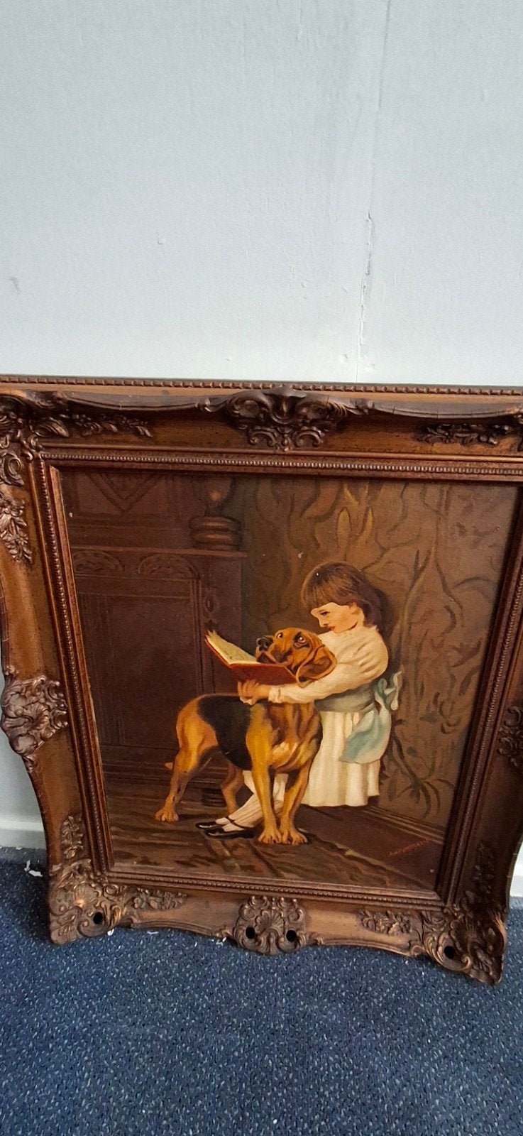Stilleven: Meisje met boek en hond, Ophalen of Verzenden