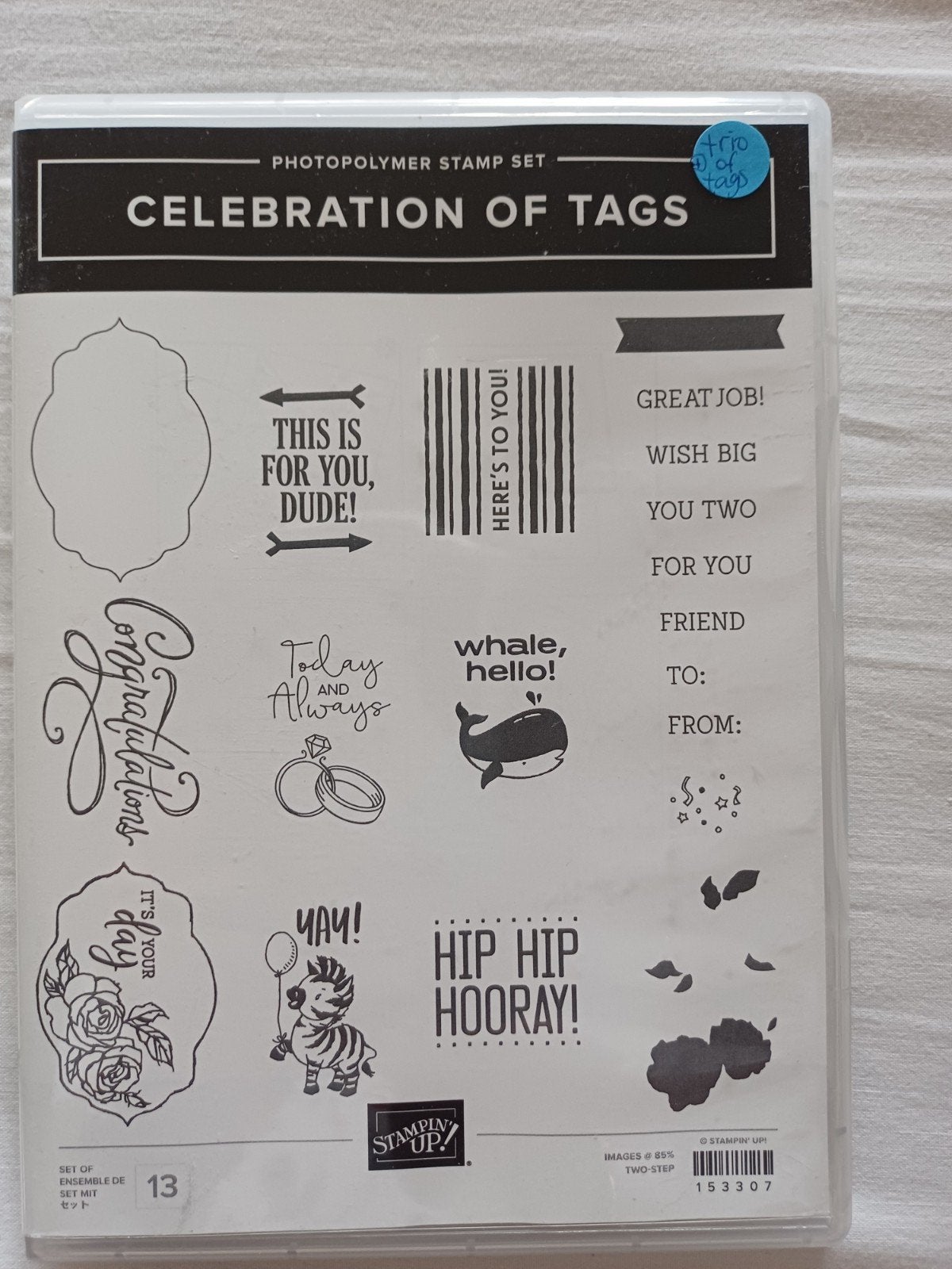 Stampin' Up! Photopolymer Stempelset Celebration of Tags, Ophalen of Verzenden, Gebruikt, Clearstamp