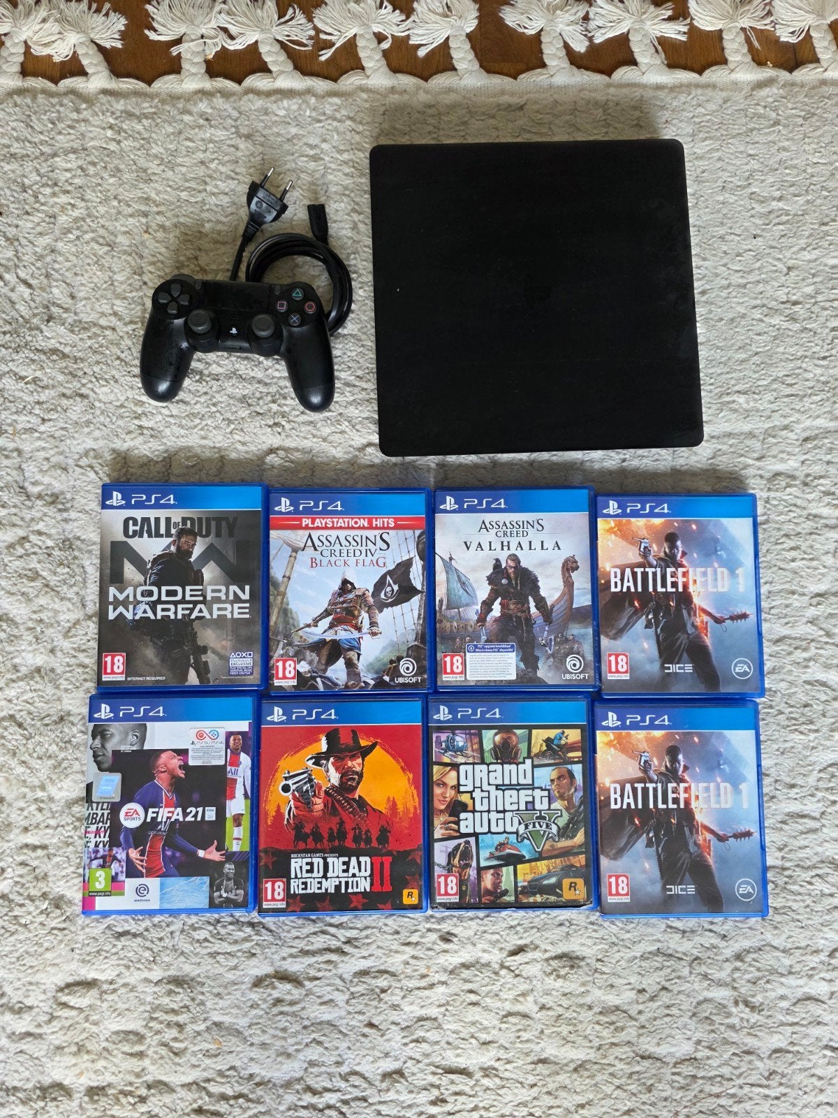 PS4 Slim met 1TB opslag, controller en 7 games, Ophalen, 1 TB, Met 1 controller, Slim