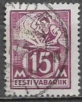 ESTLAND 15 M zegel Smid bij aambeeld 1925, Ophalen of Verzenden, Overige landen, Gestempeld