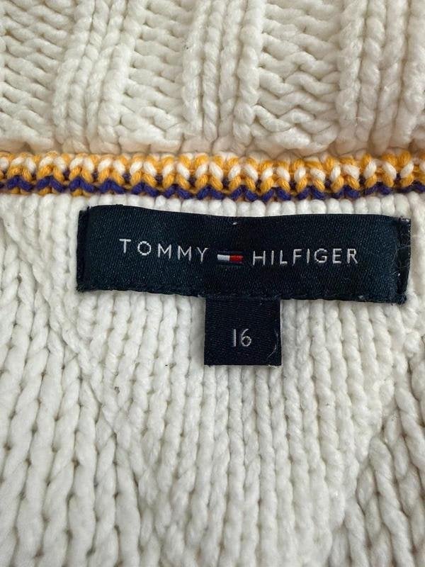Tommy Hilfiger grof gebreid vest / jasje - Maat S, Wit, Ophalen of Verzenden, Zo goed als nieuw, Maat 36 (S)