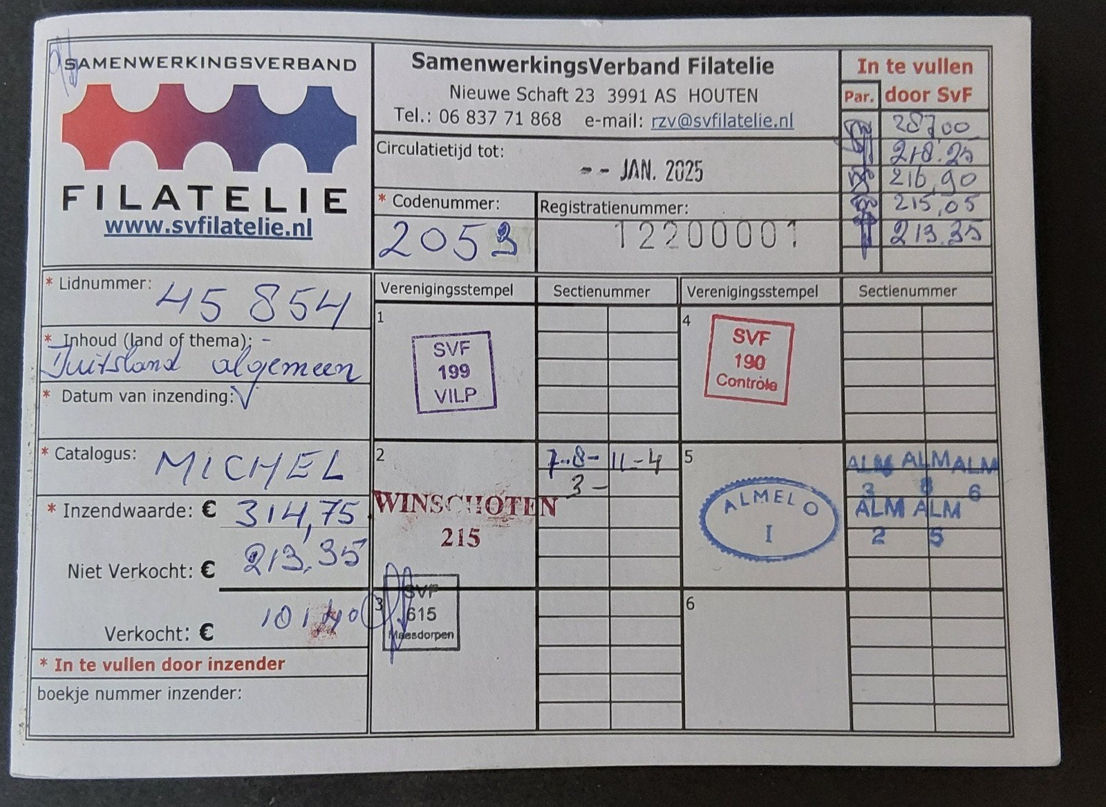 Rondzendboekje Duitsland algemeen restwaarde Euro213,35, Verzenden, BRD, Gestempeld