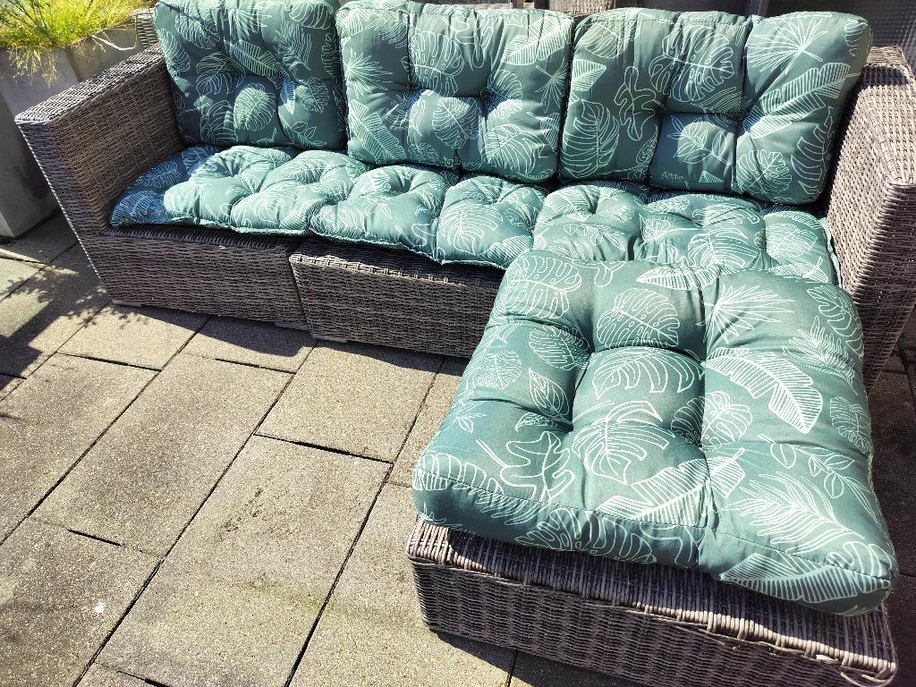 Wicker loungeset, Tuin en Terras, Tuinsets en Loungesets, Ophalen, 5 zitplaatsen, Gebruikt, Bank