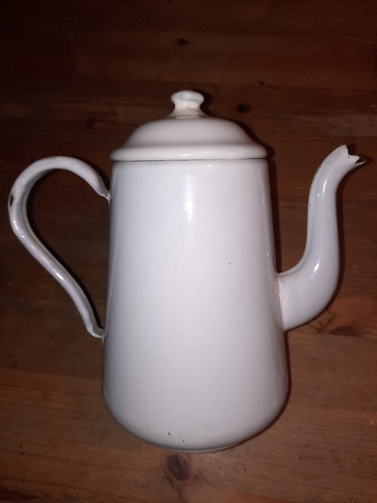 Wit emaille koffiepot, Ophalen of Verzenden