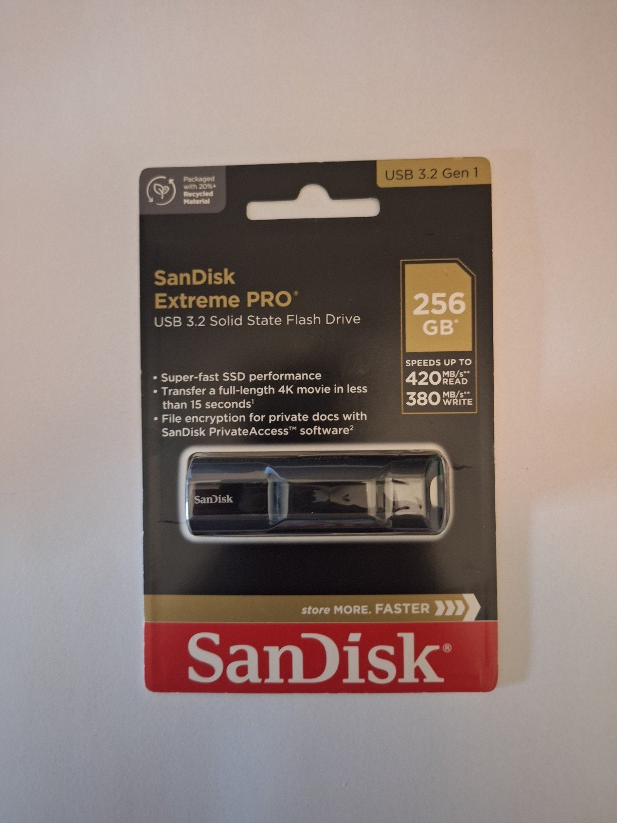 Sandisk Extreme Pro 256GB USB stick, Computers en Software, USB Sticks, Nieuw, Support-en.sandisk.com, 256 GB, Sandisk