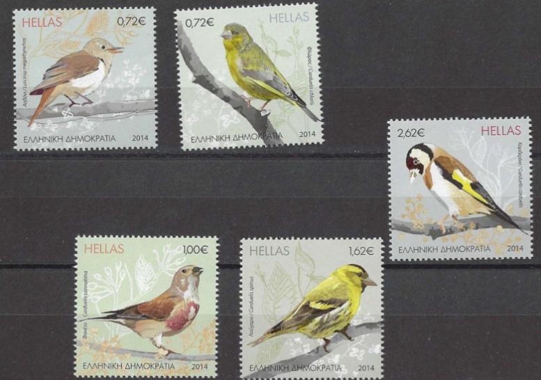 2014 Griekenland serie Zangvogels van het Griekse platteland, Ophalen of Verzenden, Griekenland, Postfris