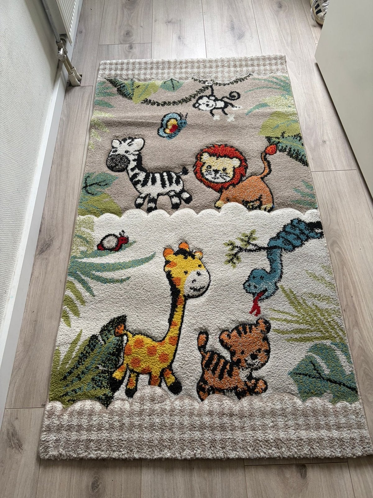 Paco Home Kinderkleed Dieren Jungle 80x150 cm, Gebruikt, 100 tot 150 cm, Beige, Rechthoekig