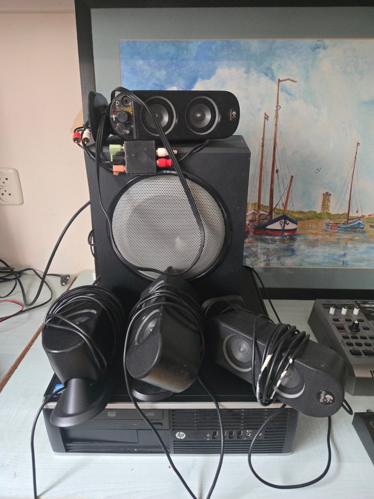 Logitech 5.1 Luidsprekerset met Subwoofer en Satellieten, Computers en Software, Pc speakers, Ophalen, Gebruikt, Audiokanaal 5.1