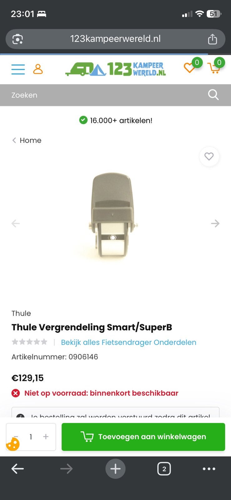 Thule vergrendeling Fietsdrage dissel GEVRAAGD, Ophalen of Verzenden, Gebruikt