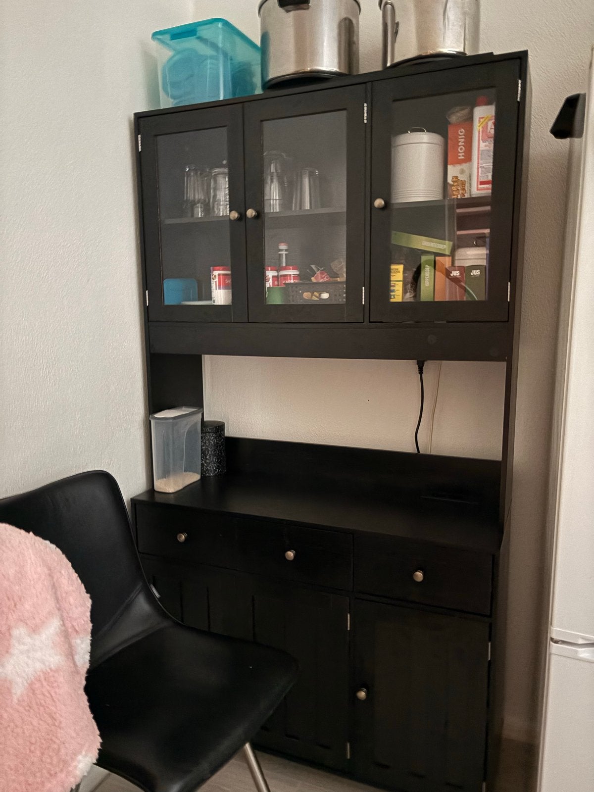 Zwarte kast /Opbergkast met stopcontacten - 100x180cm, Huis en Inrichting, Kasten | Overige, Ophalen, Gebruikt
