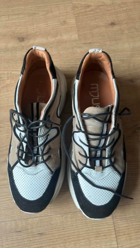 Stoere MJUS Sneakers - Maat 40 - Echt leer & suède, Wit, Ophalen of Verzenden, Sneakers of Gympen, Gedragen