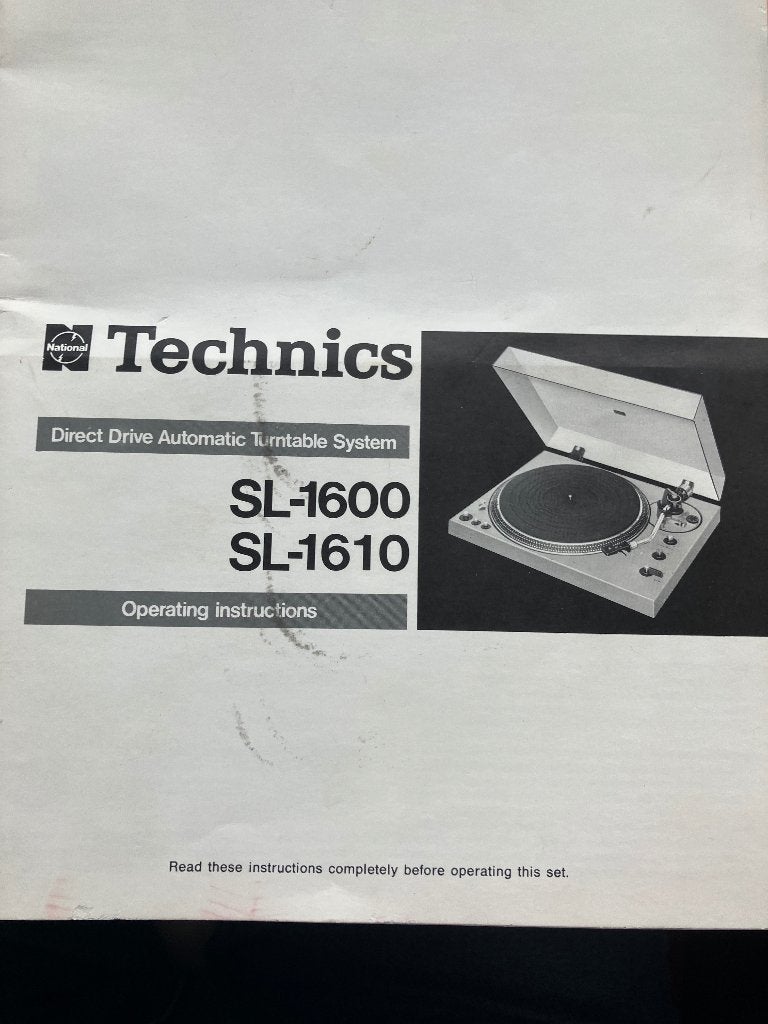 Technics platenspeler SL-1600 SL-1610 gebruiksaanwijzing, Verzenden, Zo goed als nieuw, Platenspeler-onderdeel, Technics