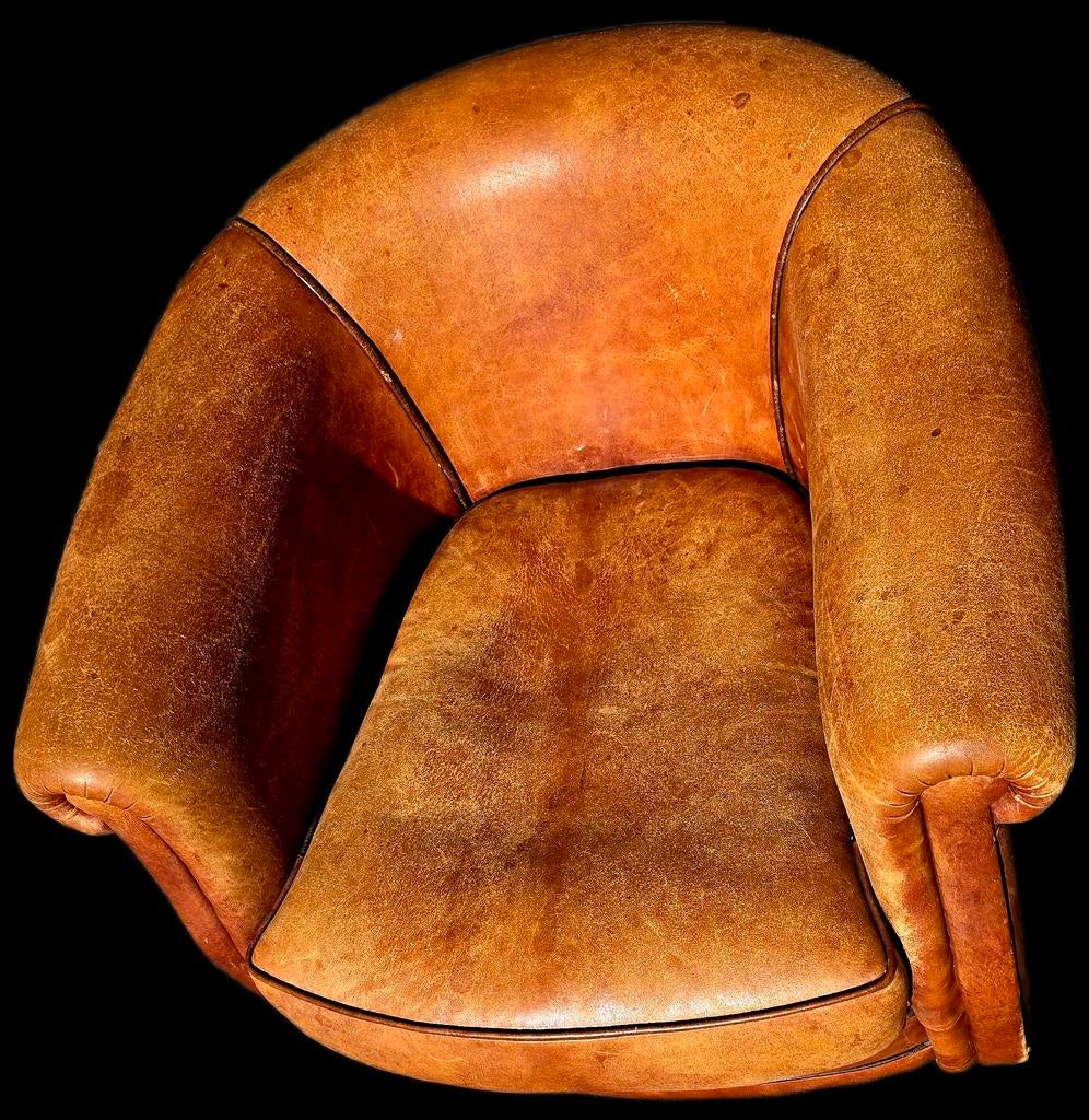 Schapenleren club fauteuil compact + GRATIS BEZORGING, Gebruikt, Onbekend, Ophalen of Verzenden, Onbekend