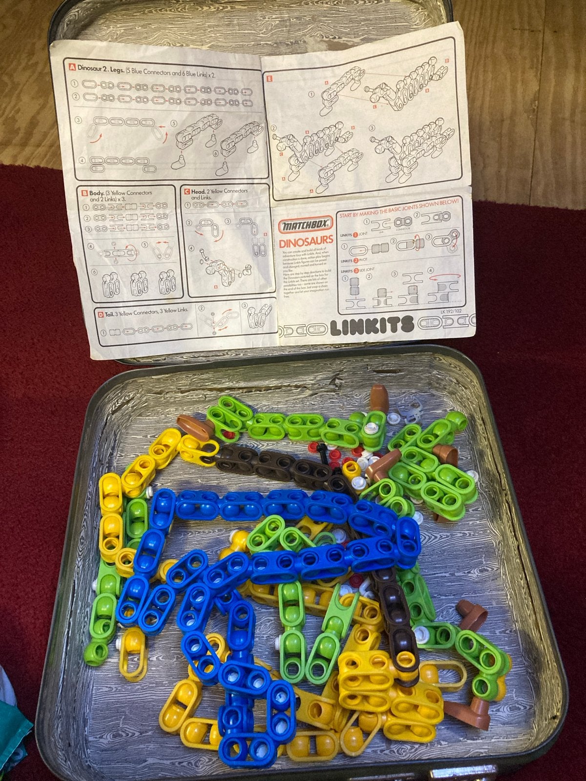 Matchbox Dinosaurs Linkits Bouwset in Blik, Ophalen, Gebruikt, Overige merken